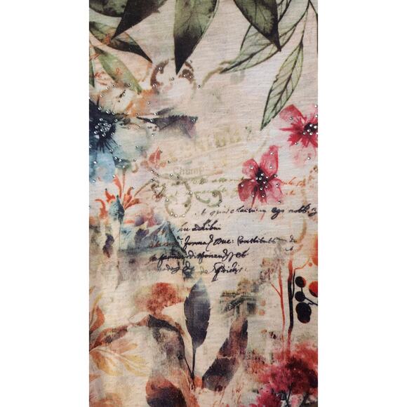 Time & Tru Floral Top 3/4 Ruffle Sleeve Bohemian Blouse Womens Size XXL Romantic - Picture 10 of 10